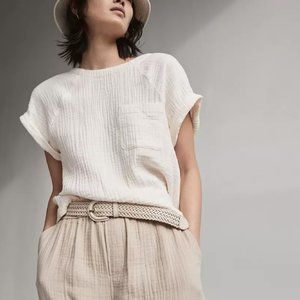 Madewell Lightspun Renwood Button-Back Top size M NWT